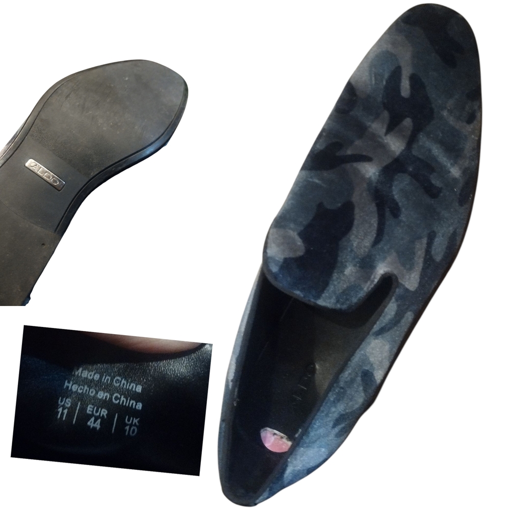 Aldo Black and Gray Loafers Slip-Ons